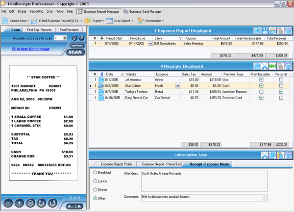Magnified View - Click here for a larger screenshot of NeatReceipts